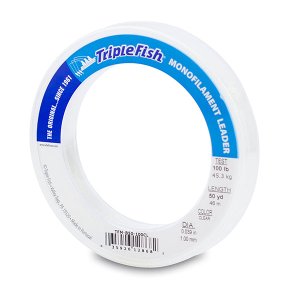 American Fishing Wire Triple Fish Monofilament Leader-Line & Leader-American Fishing Wire-Clear-50yd-100lb-Tackle World