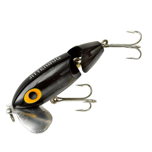 Arbogast Jointed Jitterbug Wakebaits-Lures-Arbogast-Length: 2 1/2" - Weight: 3/8oz-Black-Tackle World