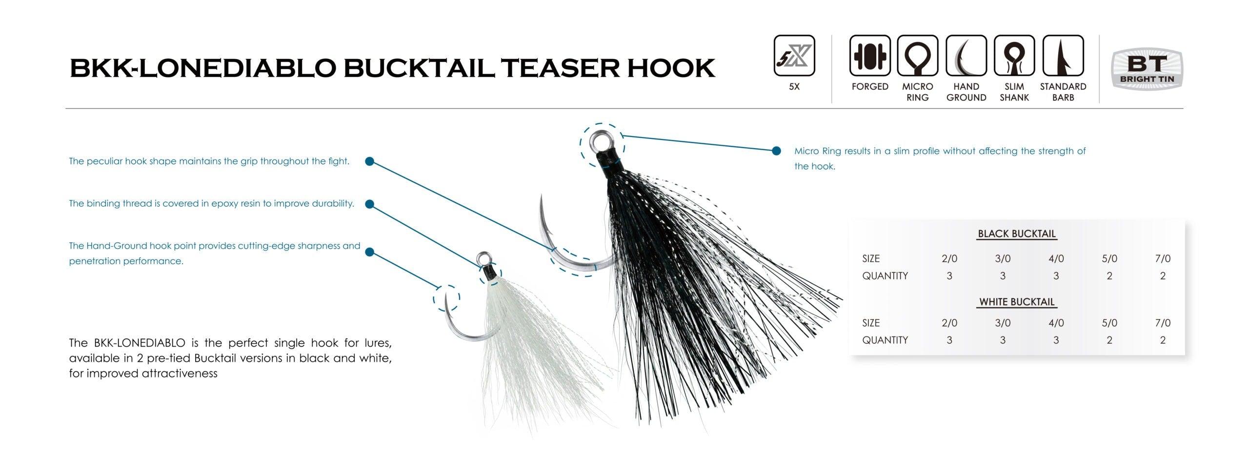 BKK LONEDIABLO White Bucktail Teaser Hooks-Terminal Tackle-BKK-Tackle World