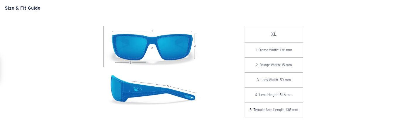 Costa Grand Catalina Matte Black Frame with Blue Mirror Lens 580G Polarized Sunglasses-Sunglasses-Costa-Tackle World