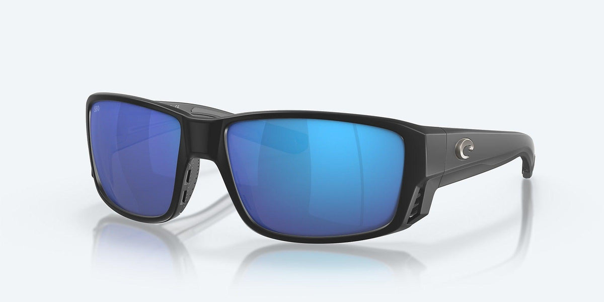 Costa Tuna Alley Pro Polarized Sunglasses-Sunglasses-Costa-Matte Black Frame with Blue Mirror Lens 580G-Tackle World