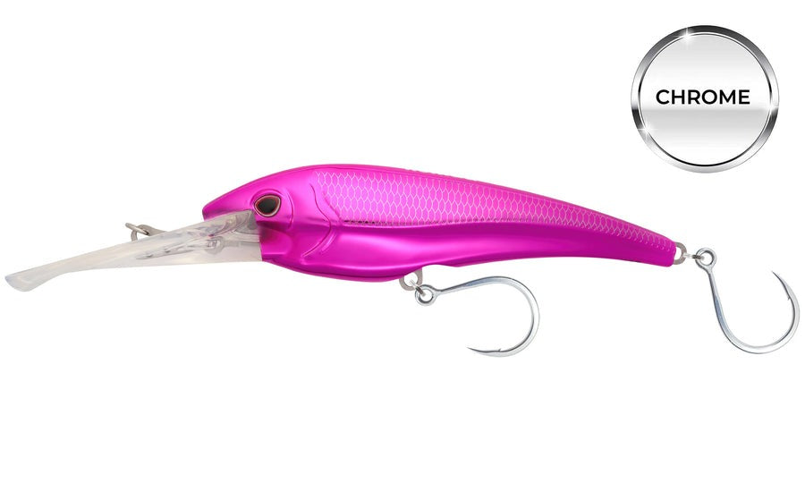 Nomad DTX Minnow Chrome Limited Edition Heavy Duty Sinking Trolling Lure-Lures-Nomad-Model: DTX 200mm / 8" - 5-4/5oz (Sinking)-Pink Grenade-Tackle World