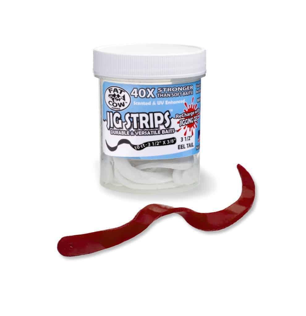 Fat Cow Jig Strips Eel Tail-Lures-Fat Cow-Blood Red-5-1/2"-Tackle World