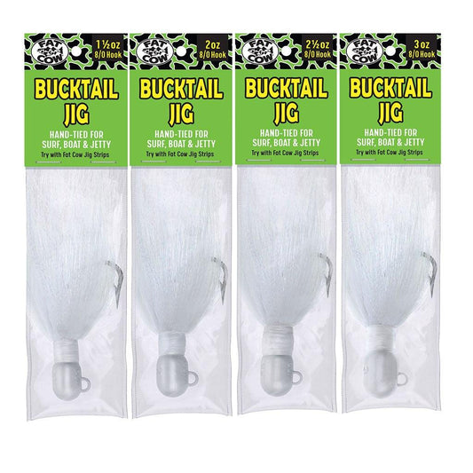 Fat Cow Premium Bucktail Jigs Pearl White-Lures-Fat Cow-Tackle World