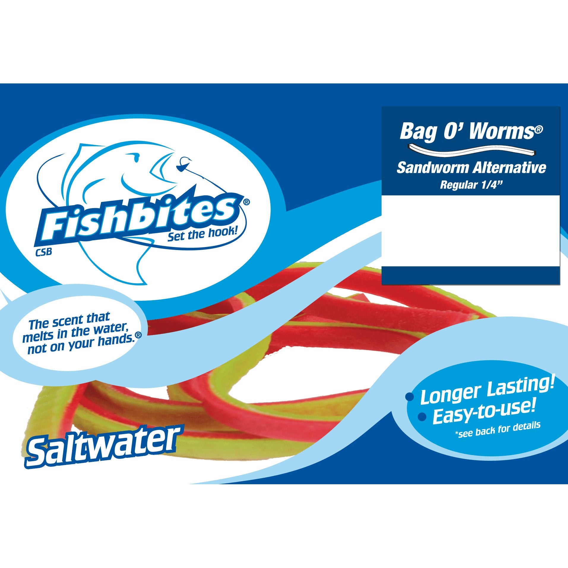 Fishbites Longer Lasting Bag O' Worms Soft Baits-Lures-Fishbites-1/4" x 12" Scent: Bloodworm - Color: Red/Chartreuse-Tackle World