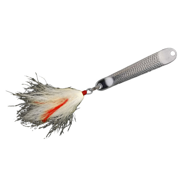 Hopkins No=Eql Hammered Spoon with Treble Hook-Lures-Hopkins-3/4oz - 3"-White Bucktail-Tackle World