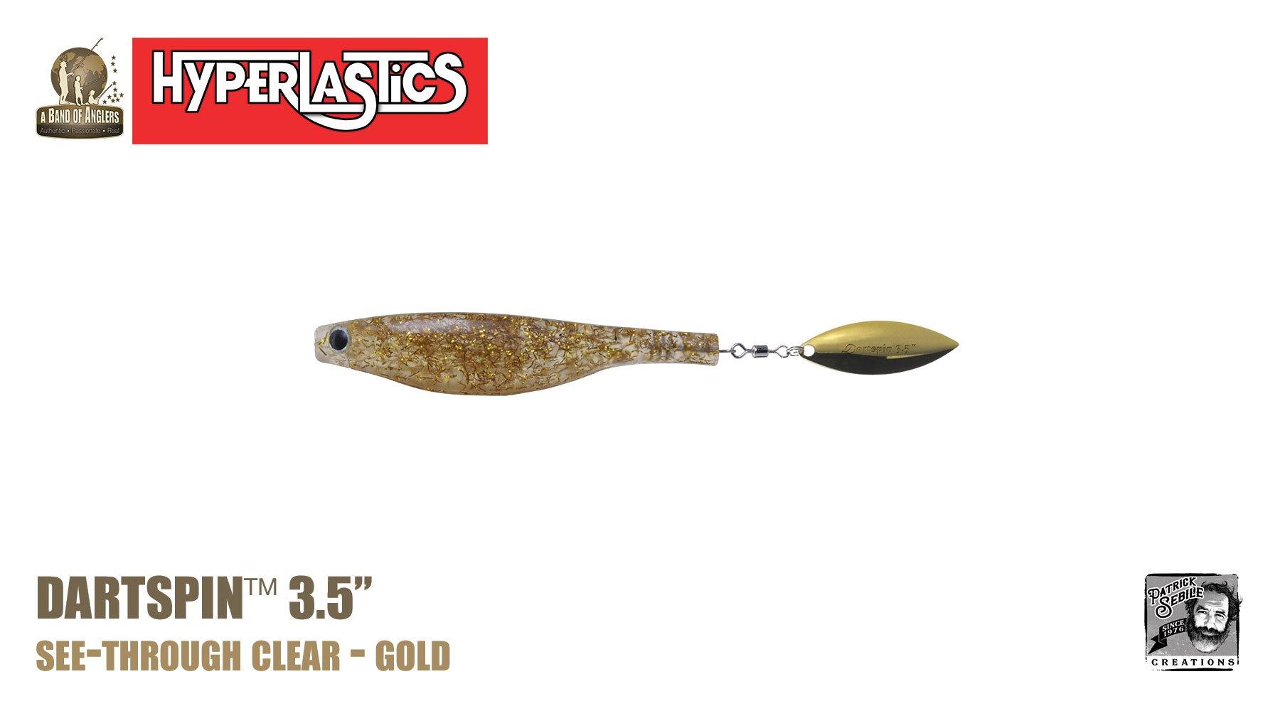 Hyperlastics Dartspin Lures-Lures-Hyperlastics-Length: 3.5" - Weight: 1/8oz - Q'ty/Pk: 2-See Through Clear Gold-Tackle World