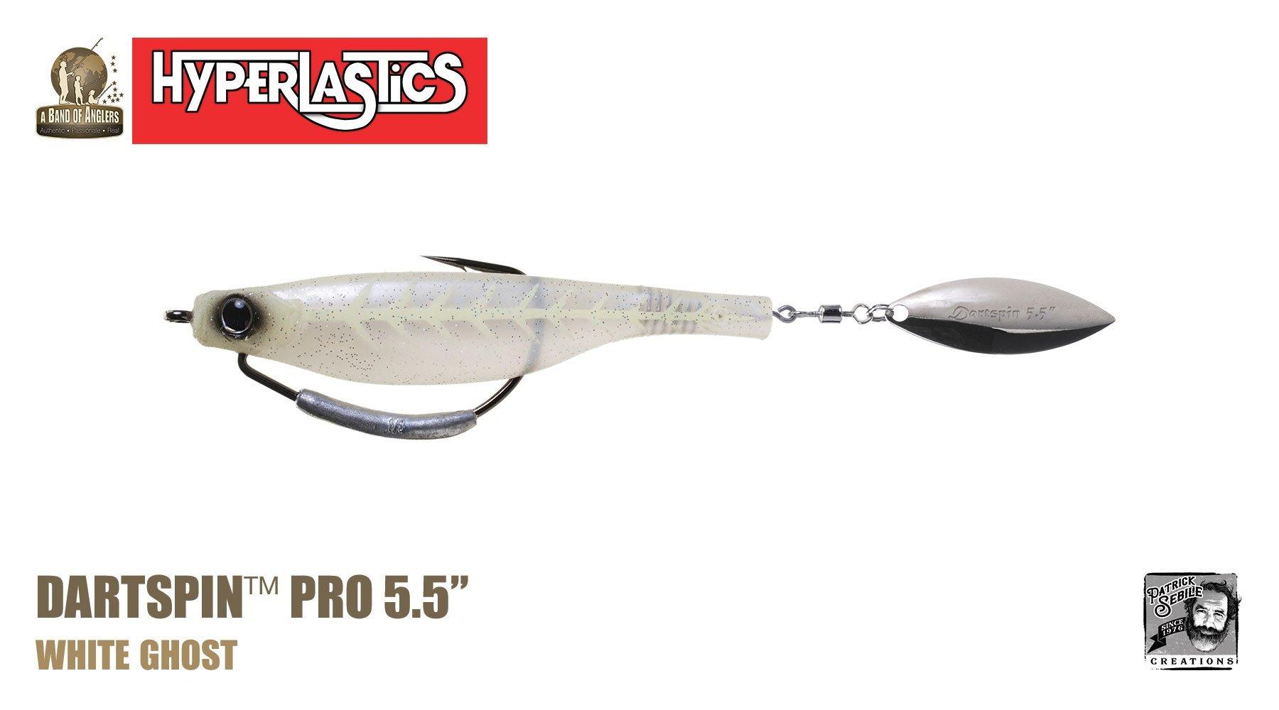 Hyperlastics Dartspin Pro Lures (Rigged Weedless Ver.)-Lures-Hyperlastics-Length: 5.5" - Weight: 5/8oz-White Ghost-Tackle World