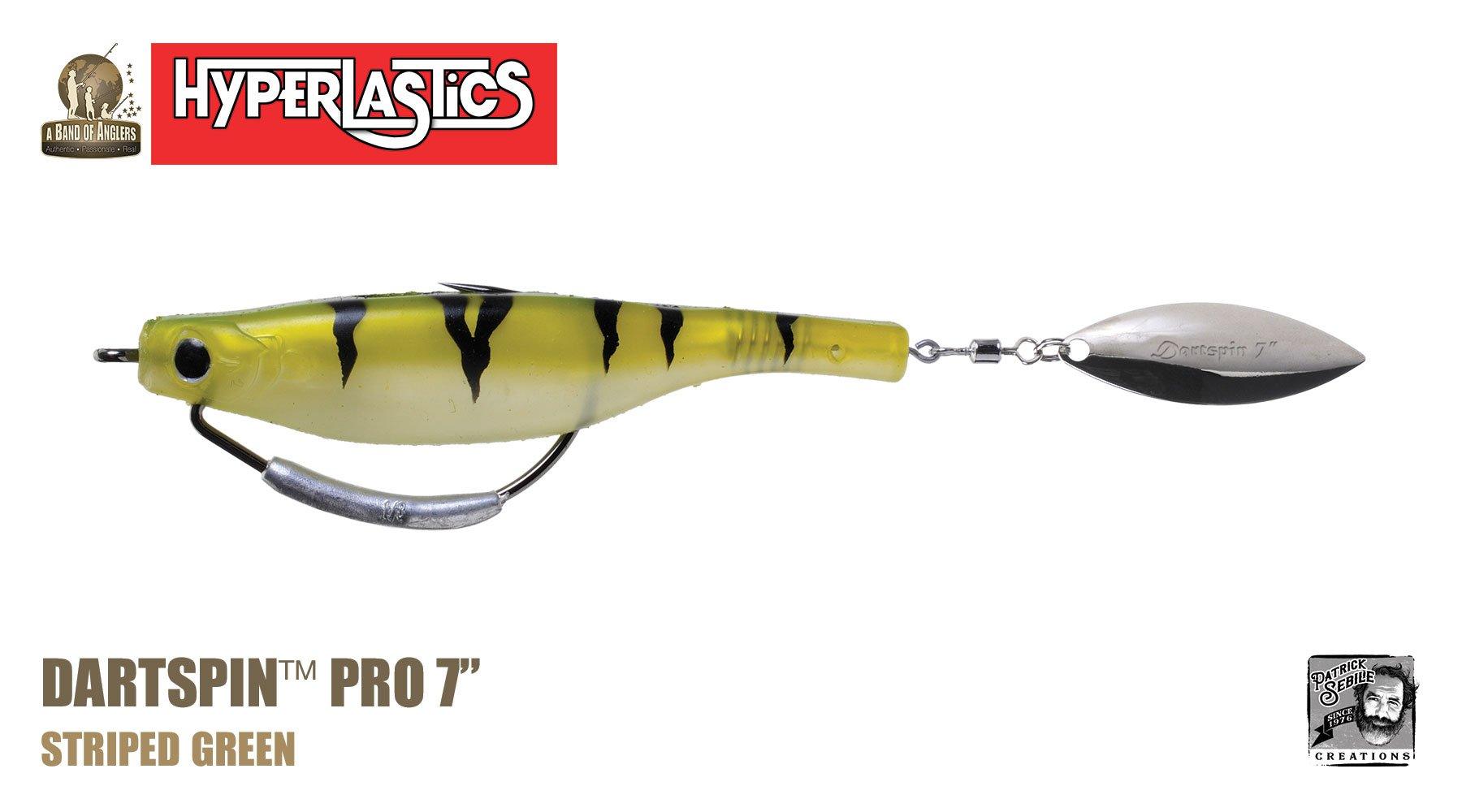 Hyperlastics Dartspin Pro Lures (Rigged Weedless Ver.)-Lures-Hyperlastics-Length: 7" - Weight: 1 1/2oz-Striped Green-Tackle World