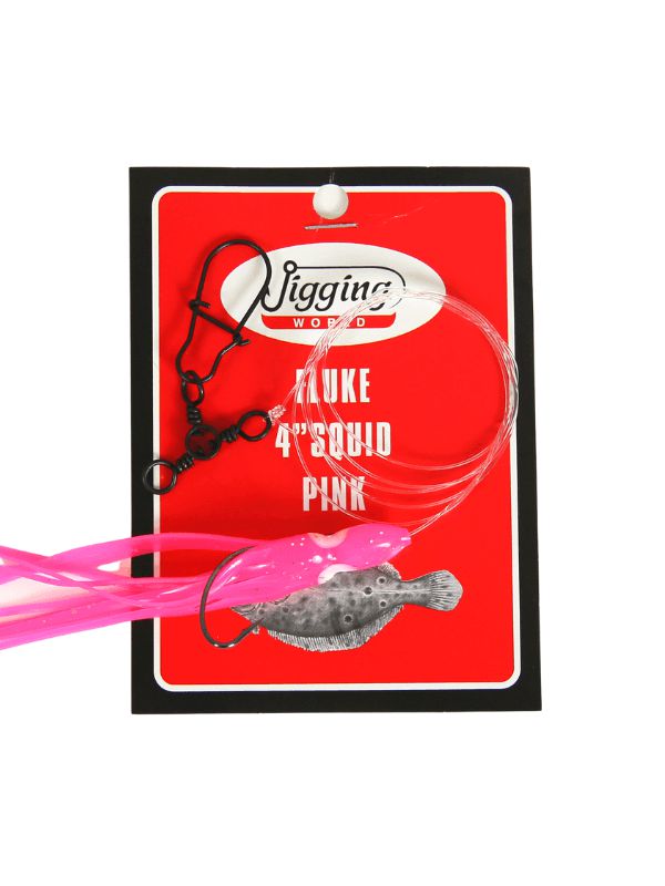 Jigging World Fluke Rigs with 4" Squid-Terminal Tackle-Jigging World-PInk-Tackle World