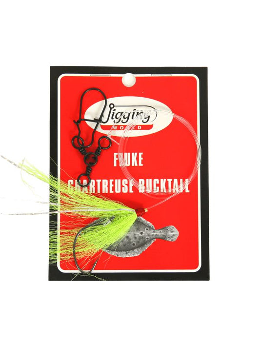 Jigging World Fluke Rigs with Bucktail-Terminal Tackle-Jigging World-Chartreuse-Tackle World