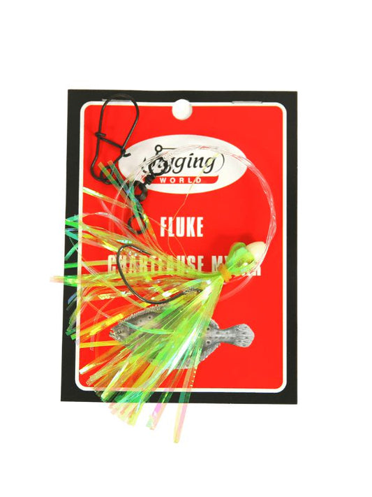 Jigging World Fluke Rigs with Mylar-Terminal Tackle-Jigging World-Chartreuse-Tackle World