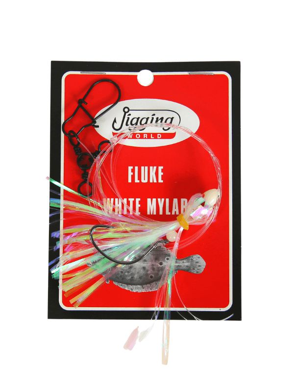 Jigging World Fluke Rigs with Mylar-Terminal Tackle-Jigging World-White-Tackle World