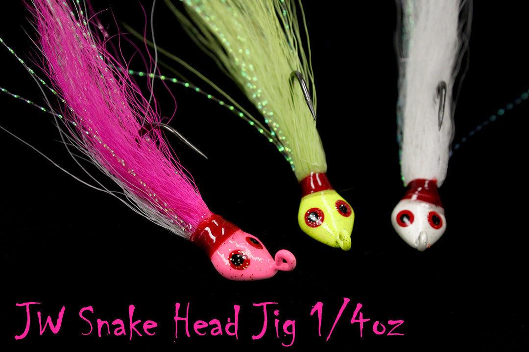 Jigging World Snake Head Bucktail Teasers-Lures-Jigging World-1/4oz-Chatreuse-Tackle World