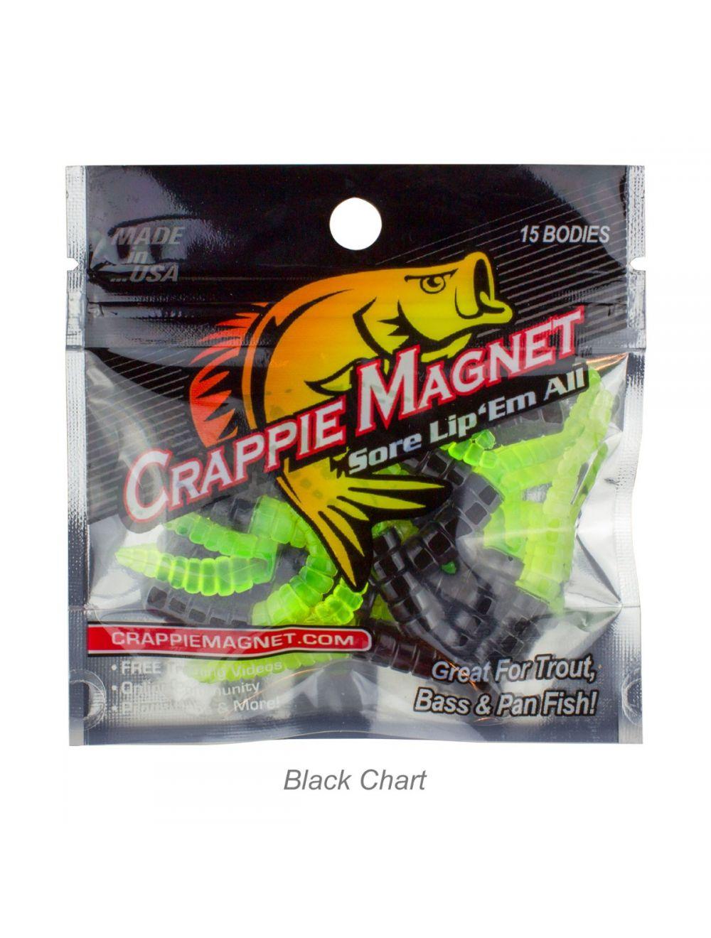 Leland Lures Crappie Magnet 15pc Body Packs-Lures-Leland Lures-Black/Chartreuse-Tackle World