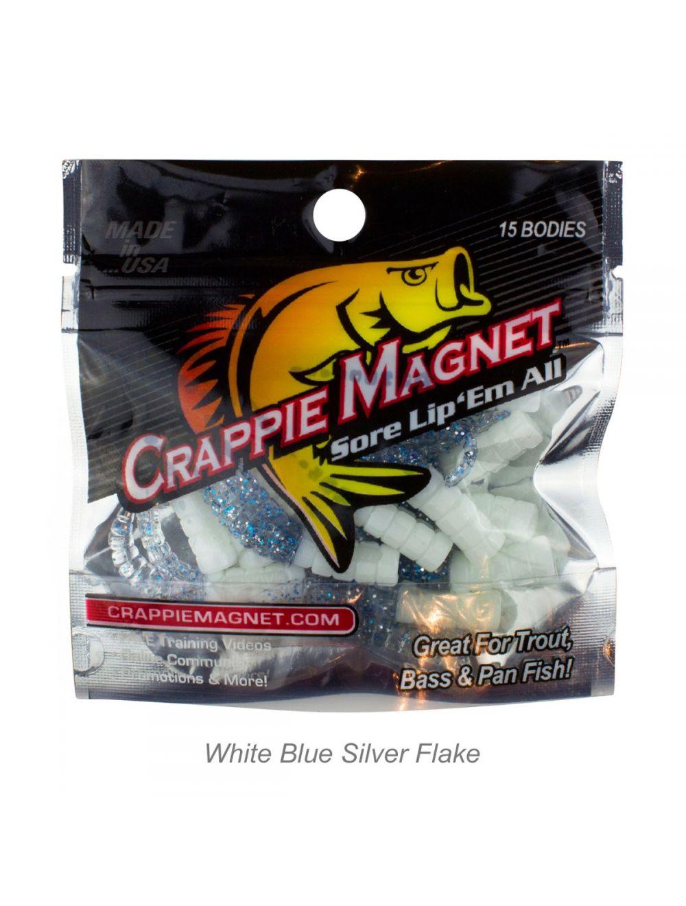 Leland Lures Crappie Magnet 15pc Body Packs-Lures-Leland Lures-White Blue Silver Flake-Tackle World