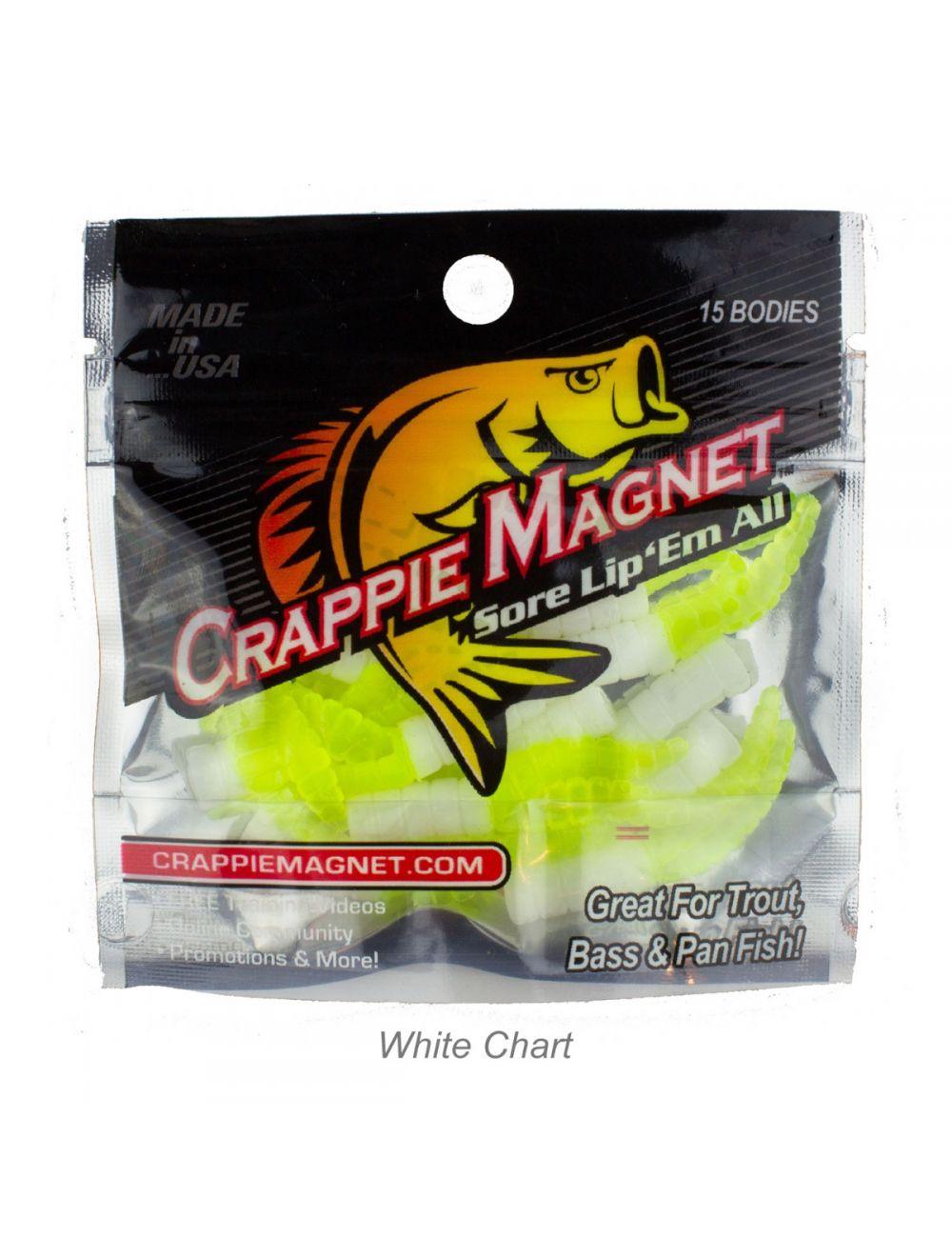 Leland Lures Crappie Magnet 15pc Body Packs-Lures-Leland Lures-White/Chartreuse-Tackle World