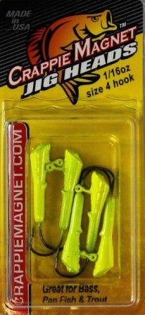 Leland Lures Crappie Magnet Replacement Jig Heads-Lures-Leland Lures-Weight: 1/16 oz - Hook Size: 4-Chartreuse-Tackle World