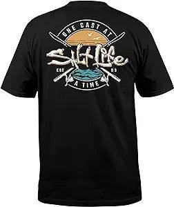 Salt Life One Cast At A Time Short Black Sleeve Tee-Apparel-Salt Life-Tackle World