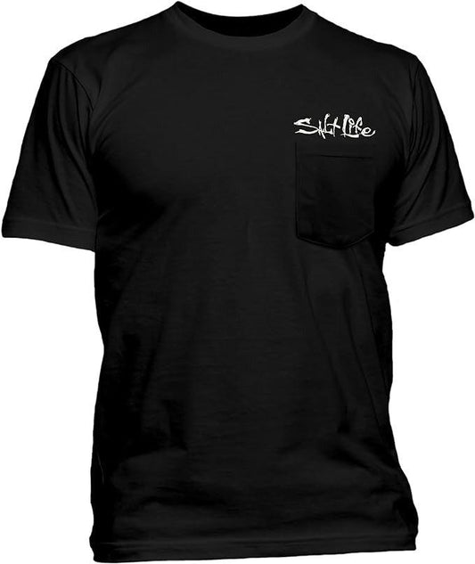 Salt Life One Cast At A Time Short Black Sleeve Tee-Apparel-Salt Life-Tackle World