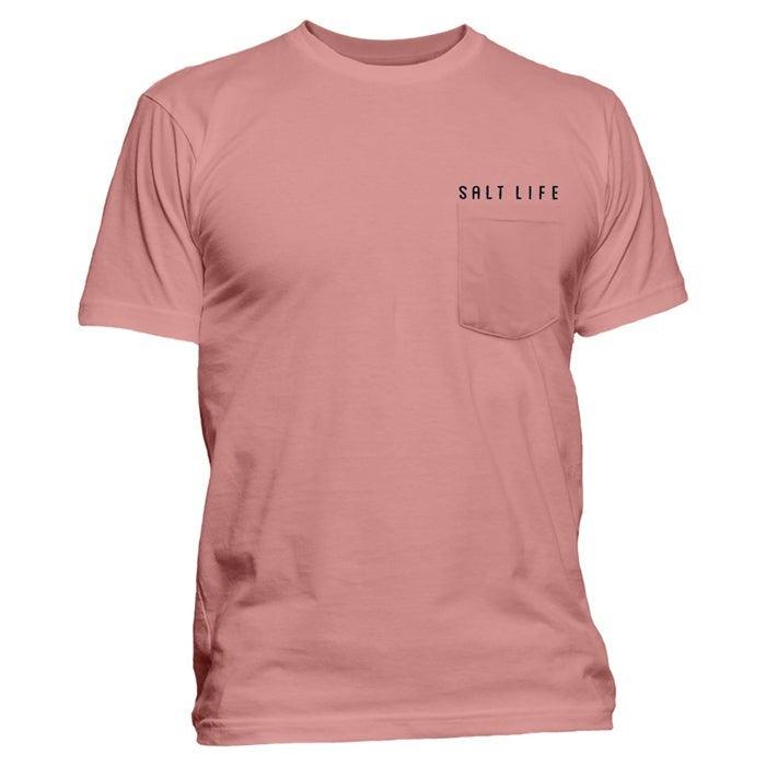 Salt Life Redfish Stars and Stripes Pink Clay Short Sleeve Pocket Tee-Apparel-Salt Life-Tackle World