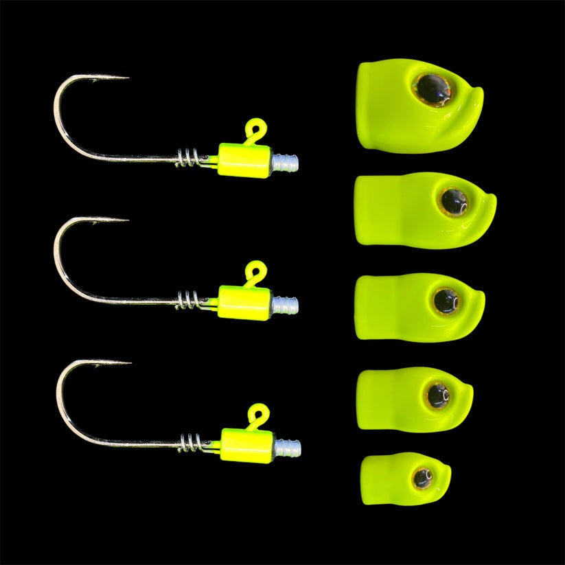 Stack Tackle Screwy Head Jigs-Lures-Stack Tackle-3/0 Hook-Chartreuse-Tackle World