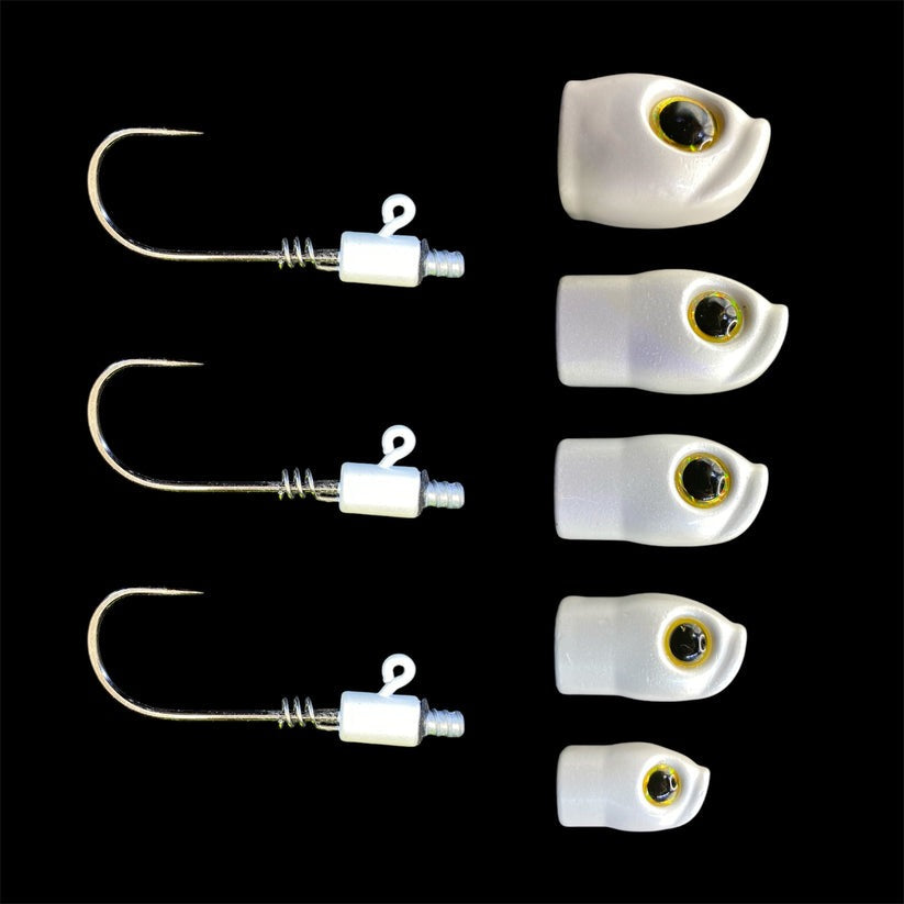 Stack Tackle Screwy Head Jigs-Lures-Stack Tackle-3/0 Hook-White-Tackle World