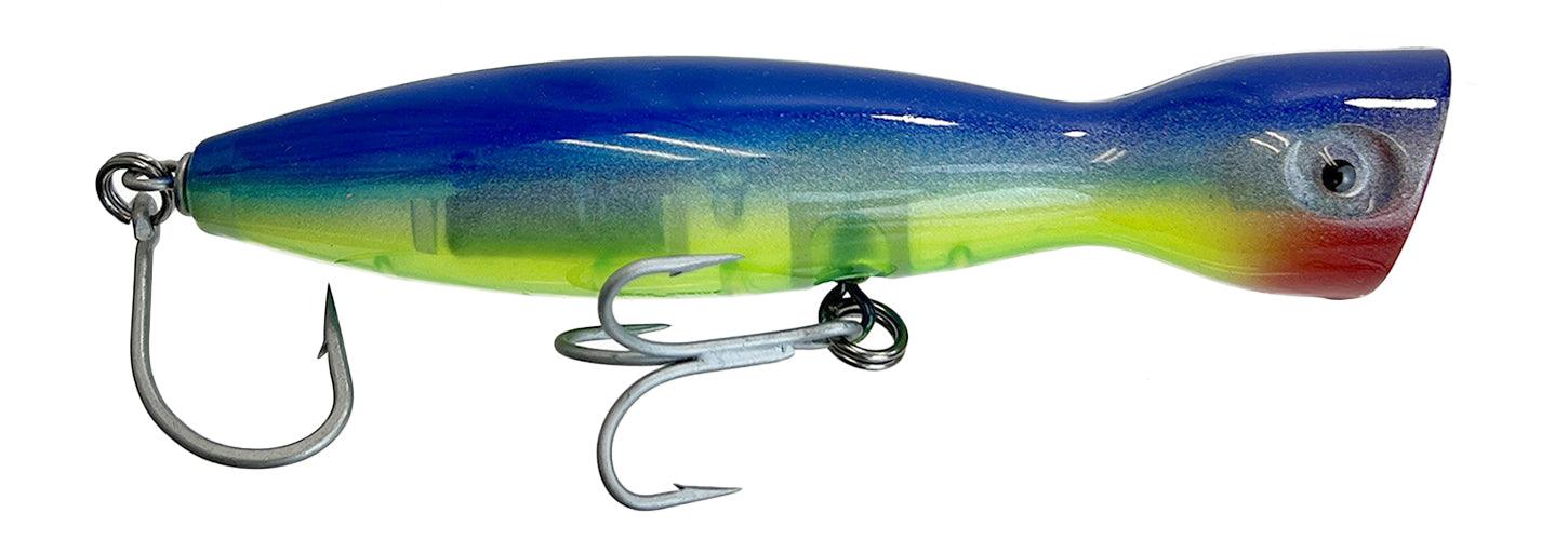 Super Strike Sinking Little Neck Popper Lures-Lures-Super Strike Lures-Length: 4-1/4" Weight: 1-1/2oz-Trans Blue/Neon Yellow-Tackle World