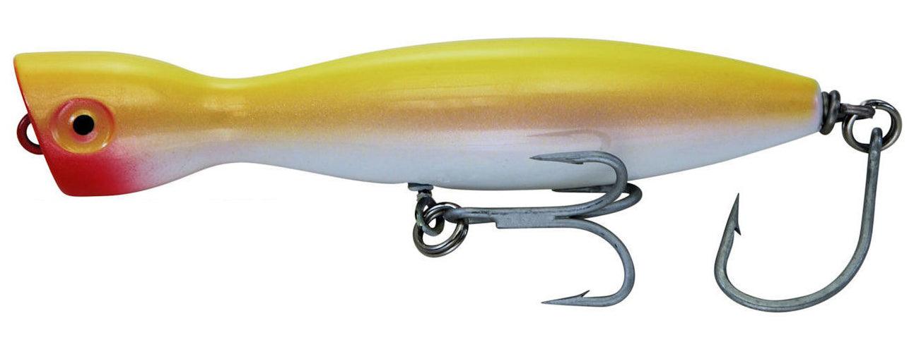 Super Strike Sinking Little Neck Popper Lures-Lures-Super Strike Lures-Length: 4-1/4" Weight: 1-1/2oz-Yellow/White-Tackle World