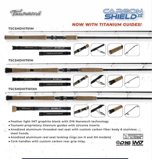 Tsunami Carbon Shield III Blue Spinning Rods-Rod-Tsunami-Tackle World