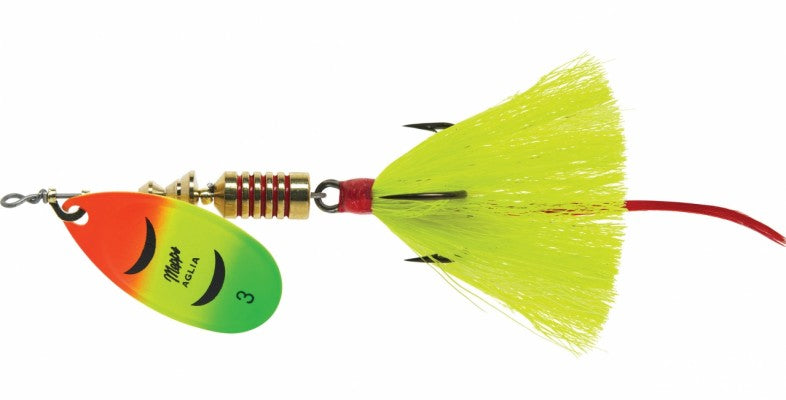 Mepps Dressed Aglia Inline Spinners-Lures-Mepps-Blade: Hot Firetiger / Tail: Yellow-#3 - 1/4oz-Tackle World