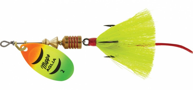 Mepps Dressed Aglia Inline Spinners-Lures-Mepps-Blade: Hot Firetiger / Tail: Yellow-#2 - 1/6oz-Tackle World