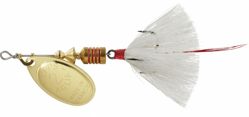 Mepps Dressed Aglia Inline Spinners-Lures-Mepps-Blade: Gold / Tail: White-#2 - 1/6oz-Tackle World