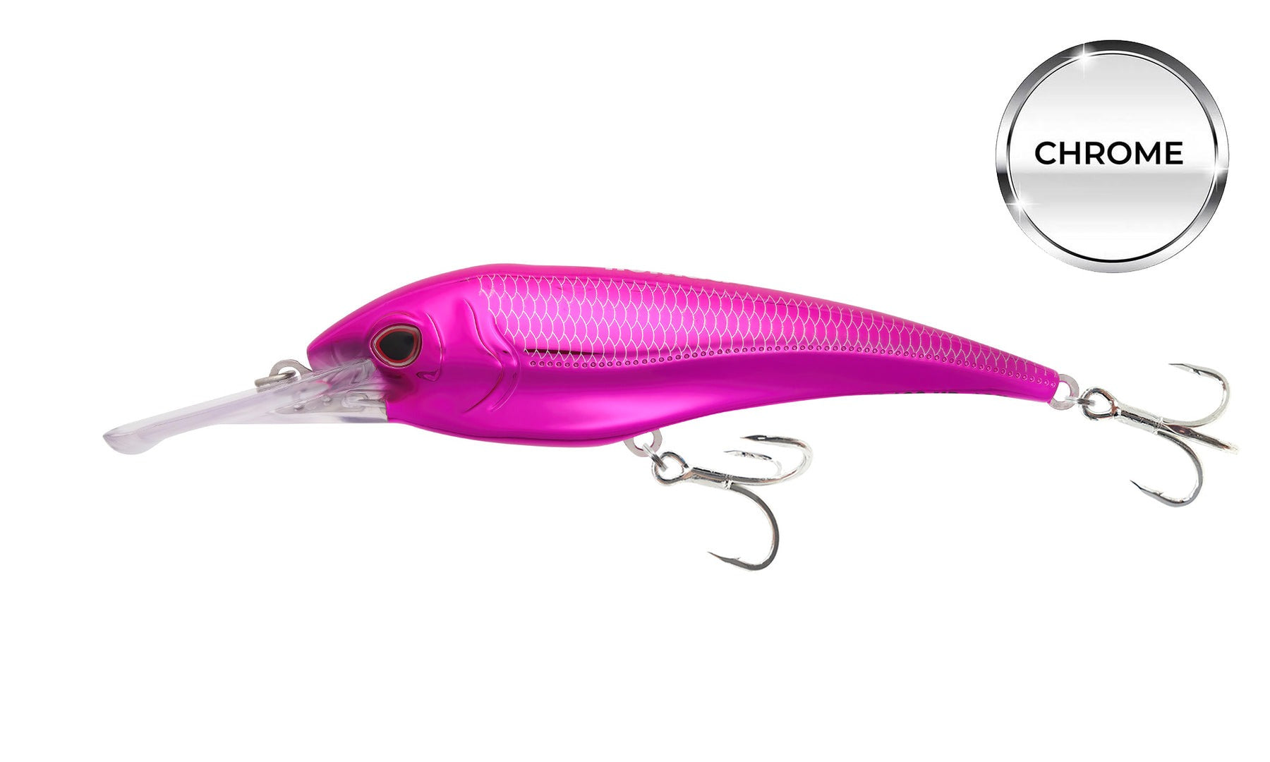 Nomad DTX Minnow Chrome Limited Edition Heavy Duty Sinking Trolling Lure-Lures-Nomad-Model: DTX 180mm / 7" - 3 3/4oz (Shallow Floating)-Pink Grenade-Tackle World